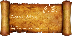Czencz Baksa névjegykártya